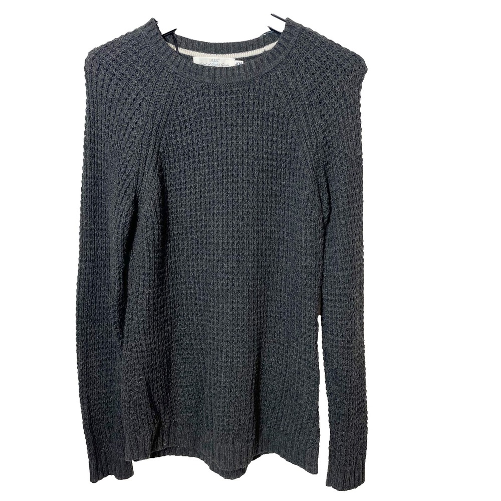 H&M LOGG Pullover Knit Sweater Gray S Womens Round Neck Side Zip Raglan‎ Sleeve